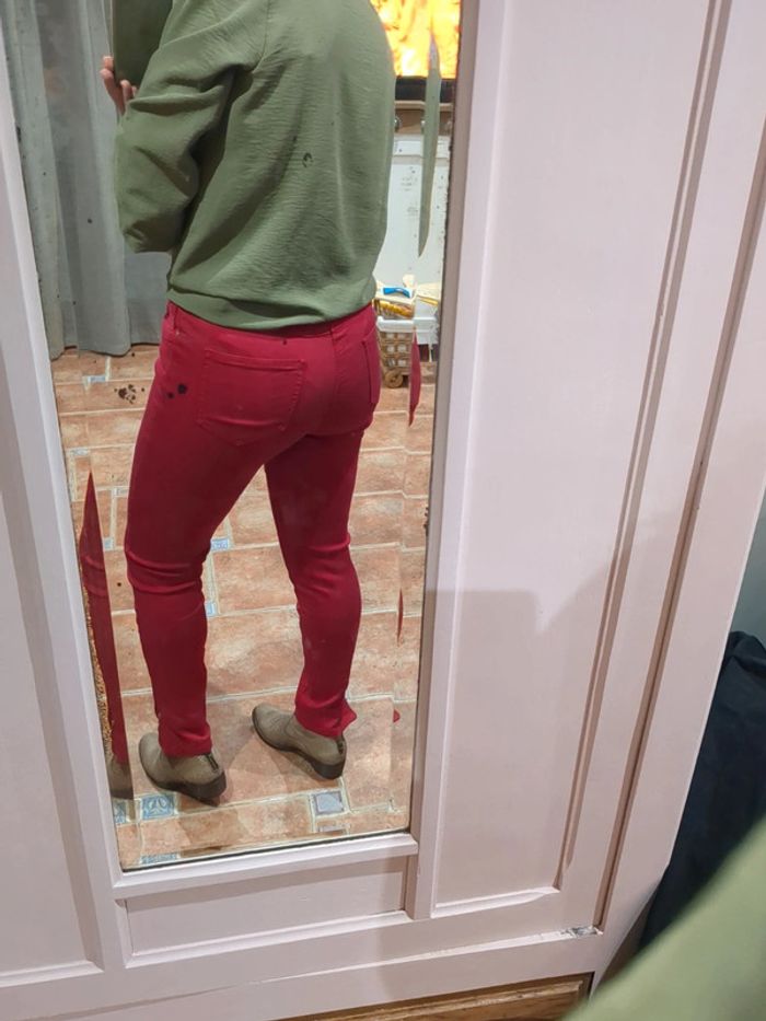 Pantalon skinny rouge vila 40 - photo numéro 3