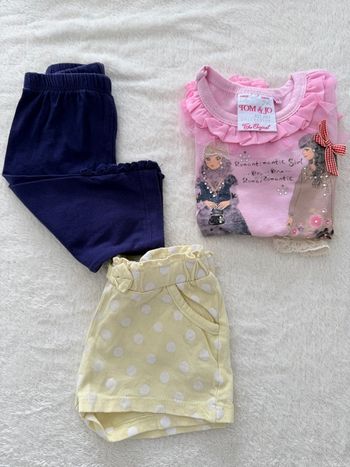 👚Lot legging +shirt + T-shirt - bébé fille 12 mois - multi marques Tom & Joq bon état