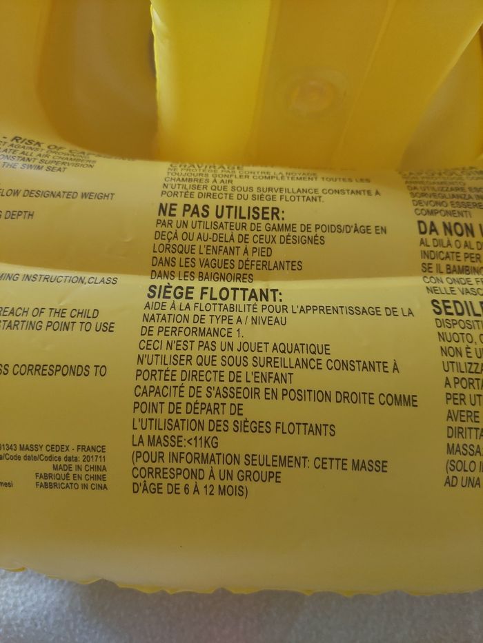 Bouée siège  flottante  bébé jaune 6/12 mois TBE  🌊 - photo numéro 9