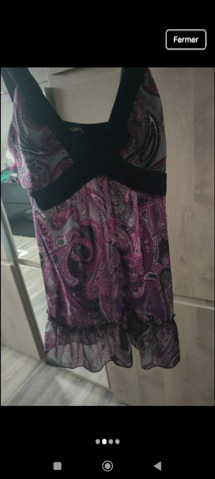 Débardeur en voile transparent violet / noir femme taille 1 - photo numéro 2