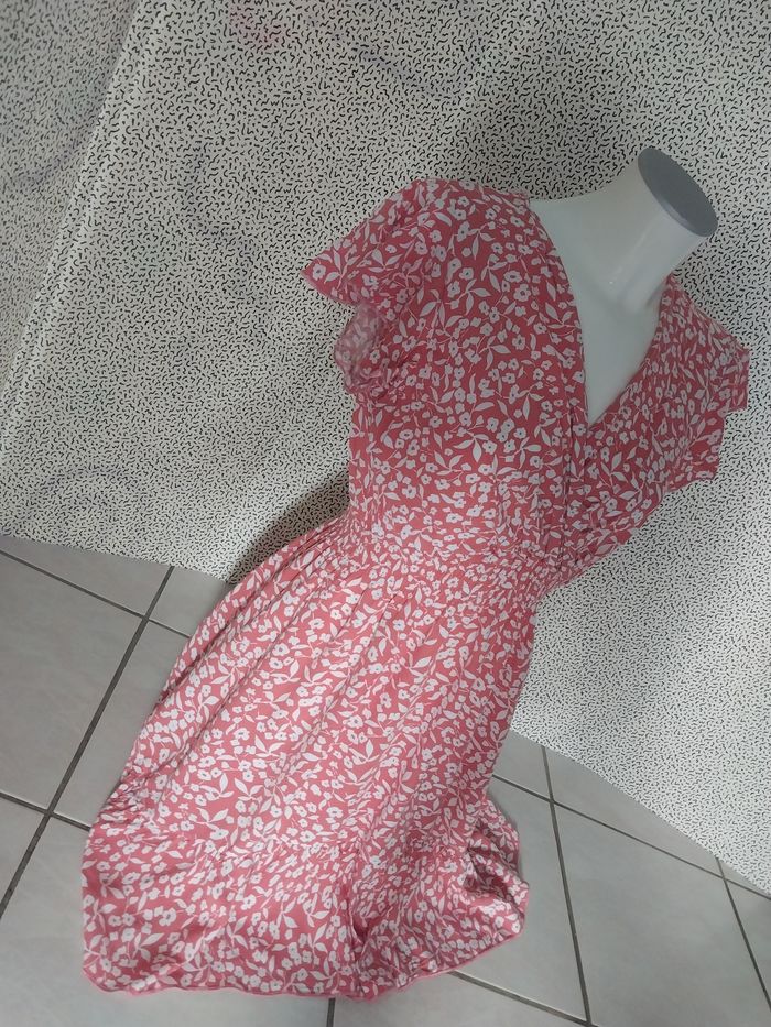Robe fleurie rose/blanc – Taille XL - photo numéro 7