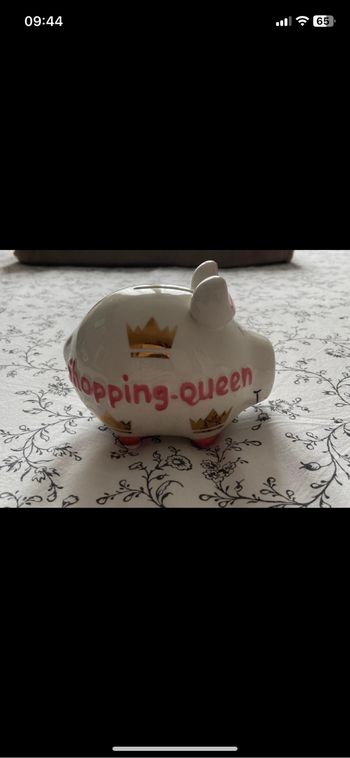 Tirelire cochon rose shopping queen