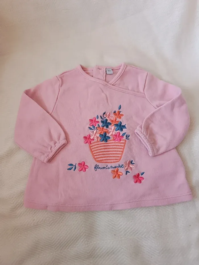 🎀 jolie petit pull rose motif fleur taille 6 mois 🎀