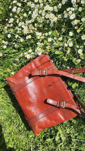 Superbe sac en cuir cognac vintage 90s