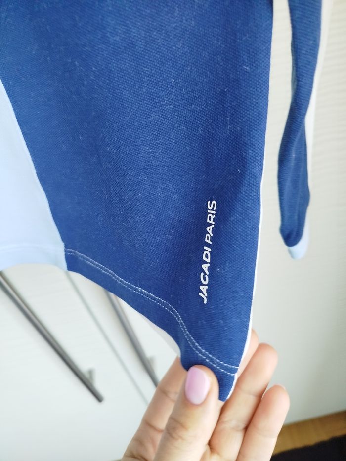 Haut polo manches longues garçon blanc bleu Jacadi 10 ans - photo numéro 4