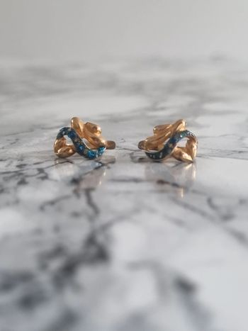 Paire de boucle d'oreille doré et turquoise