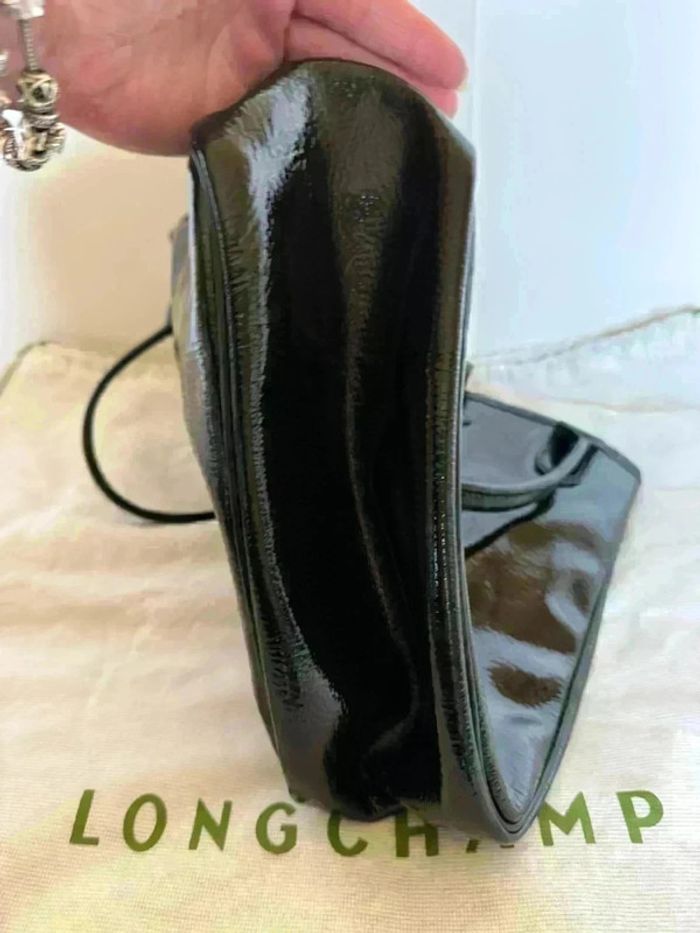 Magnifique Sac à Main Longchamp Le Roseau en Cuir Verni Noir - État Impeccable ! - photo numéro 5