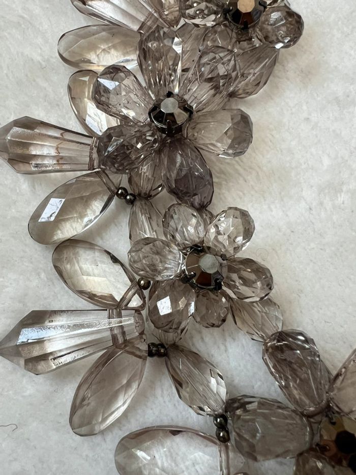 Collier fleurs effet cristal strass noir Coquette y2k vintage - photo numéro 5