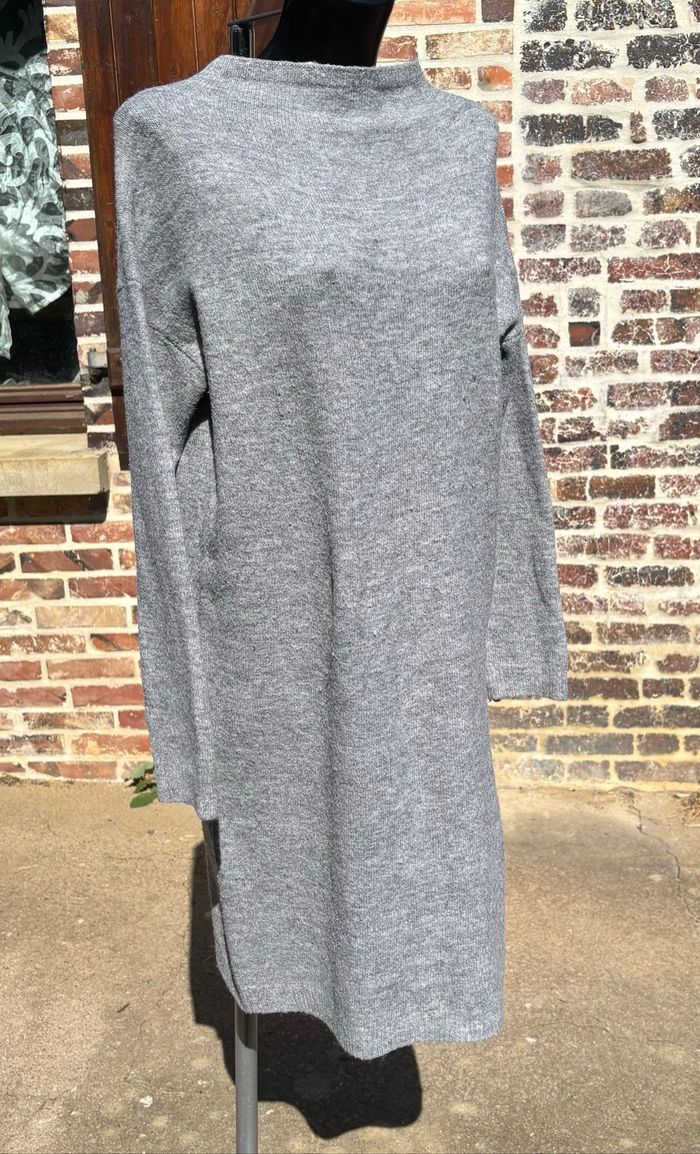 Robe en tricot unie à manches longues – Taille 38/40 – Gris - photo numéro 3