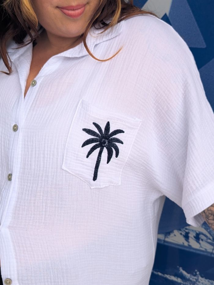 Chemise gaze blanc Palmier bleu marine
TU - photo numéro 3