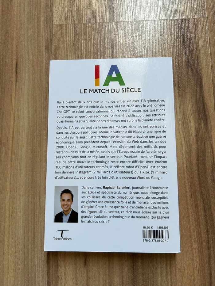 Livre de Raphaël Balenieri «IA - Le match du siècle» Édition Talent - photo numéro 4