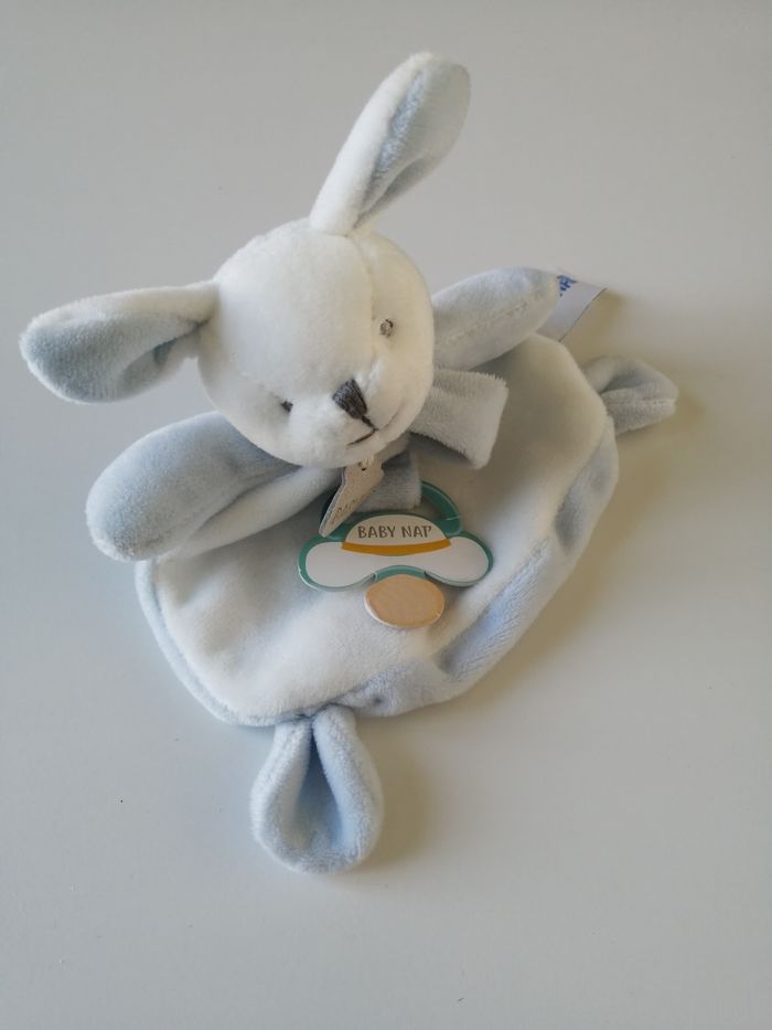 peluche lapin doudou attache tétine - photo numéro 2