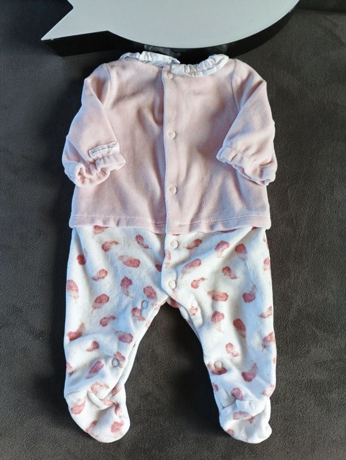 Pyjama grenouillère velours Fille 0 mois Naissance Autruche Lapin câlins Mon premier major Donatela - photo numéro 8