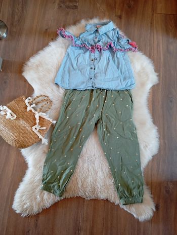Look fille 3 ans 💗 idéal rentrée chemise en jean Lili marelle + bas h&m