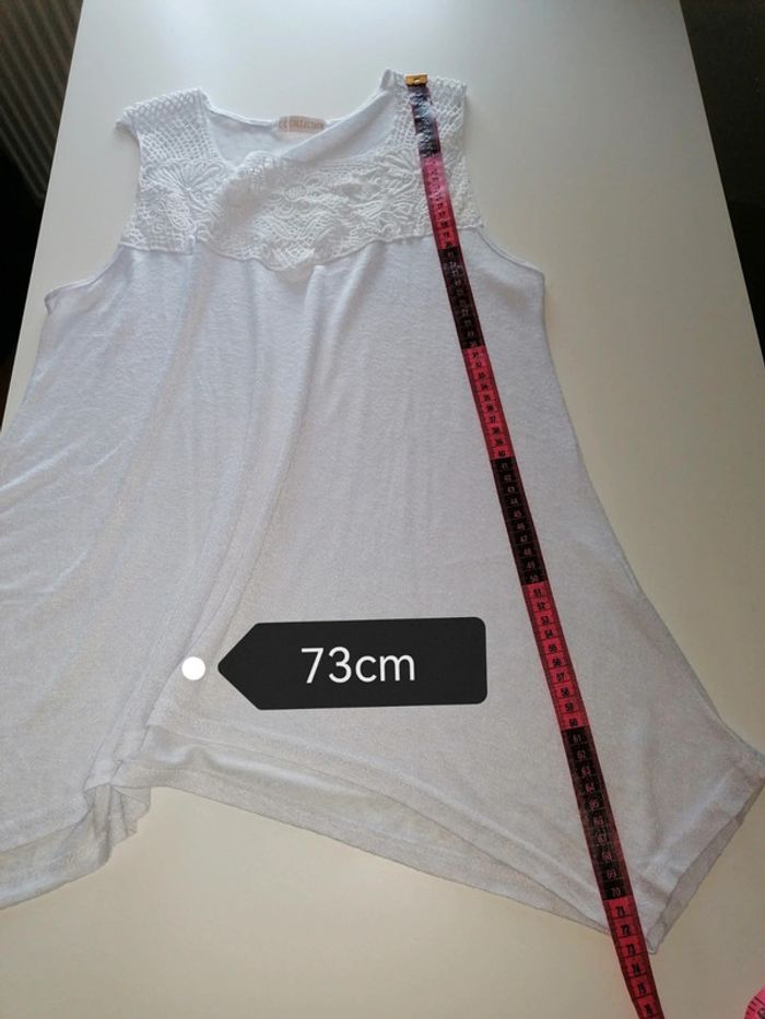 Tee-shirt assymétrique blanc transparent M - photo numéro 9