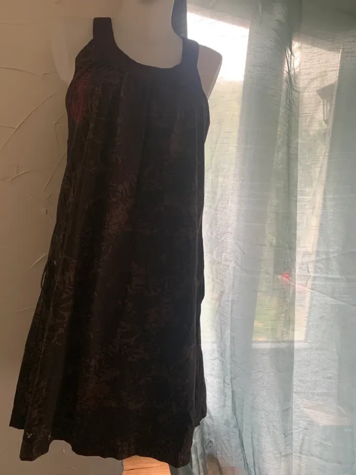 Robe mi saison Banana Moon taille L marron motif fushia