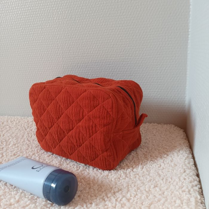 Trousse maquillage 💄 où autre gaze de coton matelassée  rouille