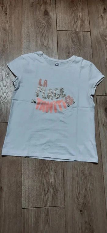 Tee-shirt MC tape à l'oeil blanc "la plage de Tahiti" 14 ans neuf jamais porté