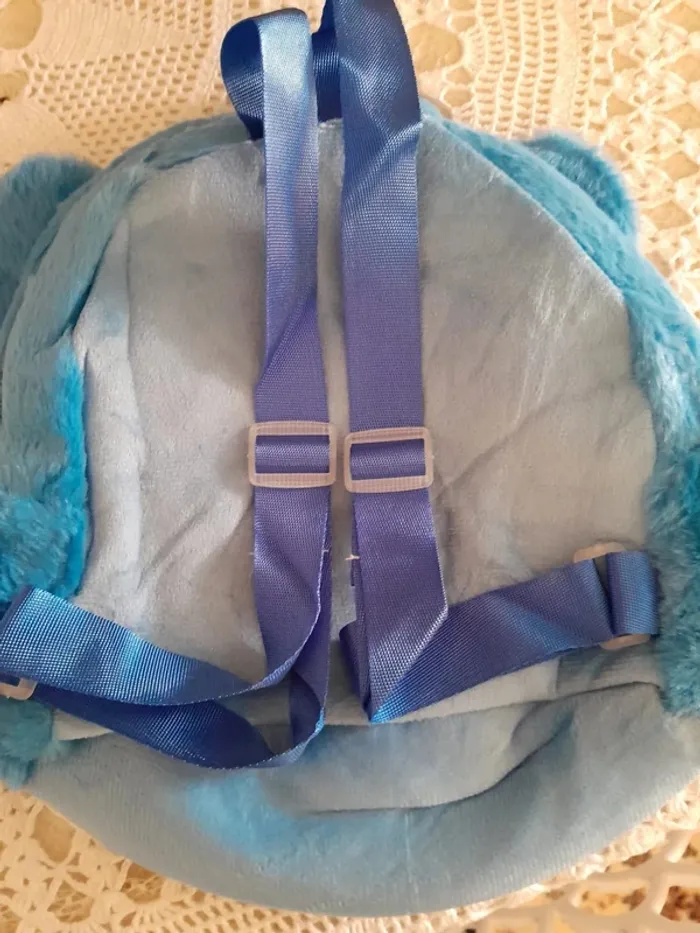 Sac à dos en tissus(style peluche) Stitch, pour enfant, bleu - photo numéro 3