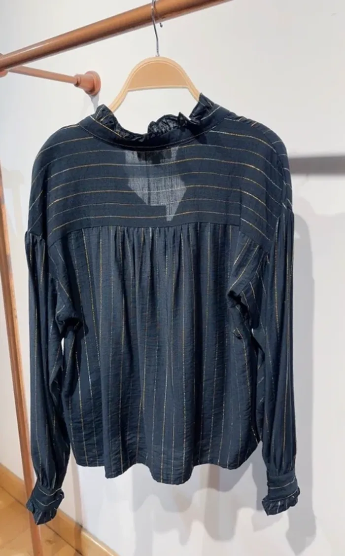 Chemise noire strass doré argenté - photo numéro 3
