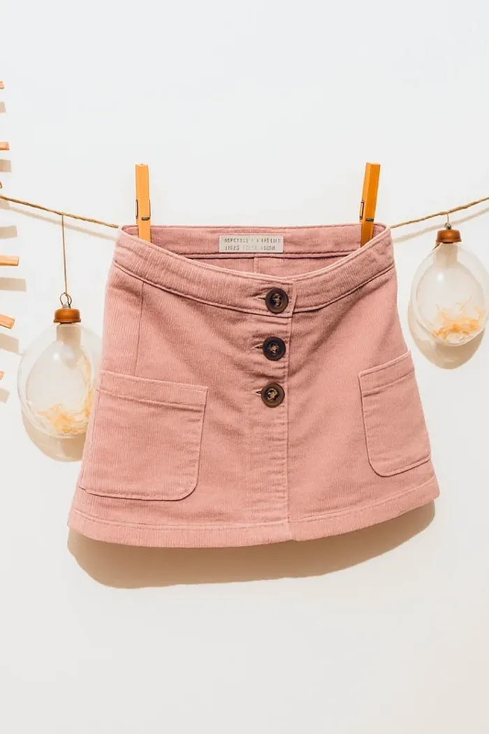 🌸 Adorable jupe Zara en velours côtelé rose pastel 🌸