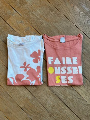 Tee-shirts blanc et ocre Petit Bateau 10 ans