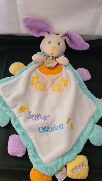 Doudou lapin blanc Super doudou Grelot 45 cm Baby Nat