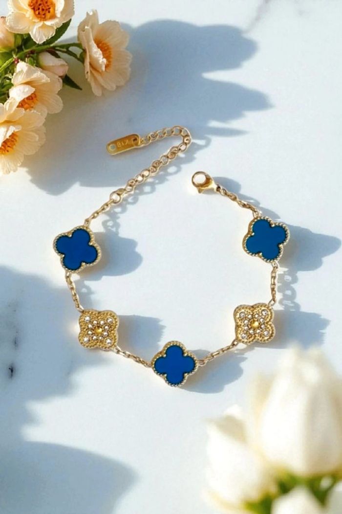 Lot de 5 bracelets en acier inoxydable 18K trèfle 1,2cm porte-bonheur 🍀 résistant à l'eau - photo numéro 5