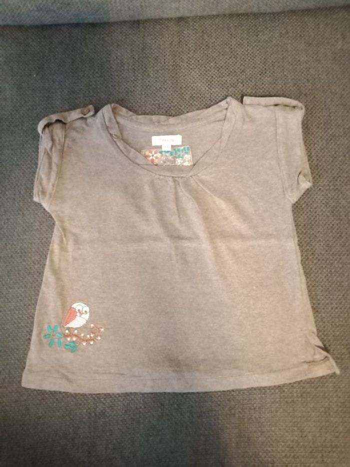 Tee shirt manches courtes brun hibou