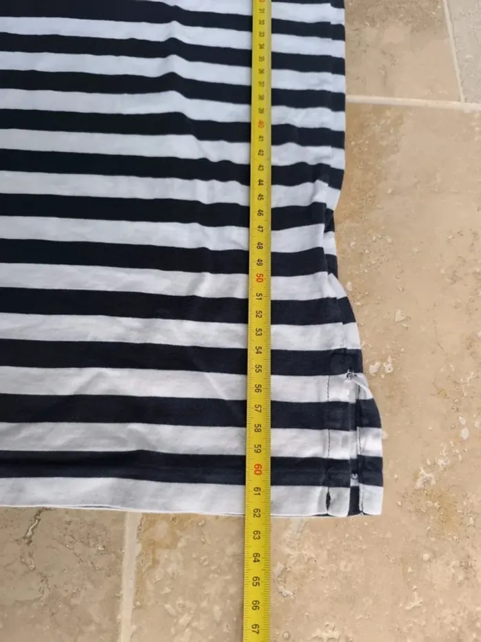 Polo Ralph Lauren homme M tissu fin rayures marine et blanche poche logo bleu ciel - photo numéro 5