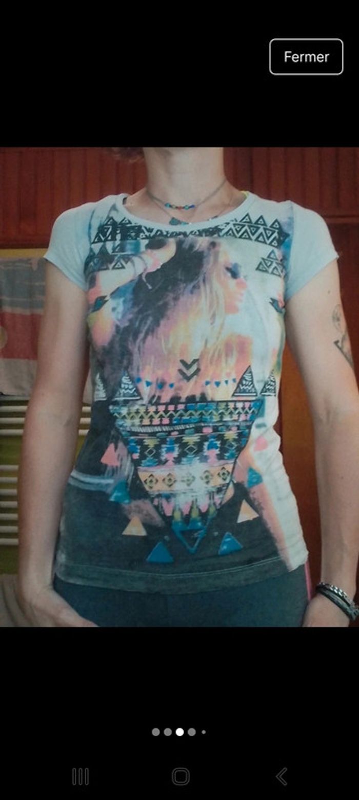 T-shirt gris femme Motif femme Complices - photo numéro 3