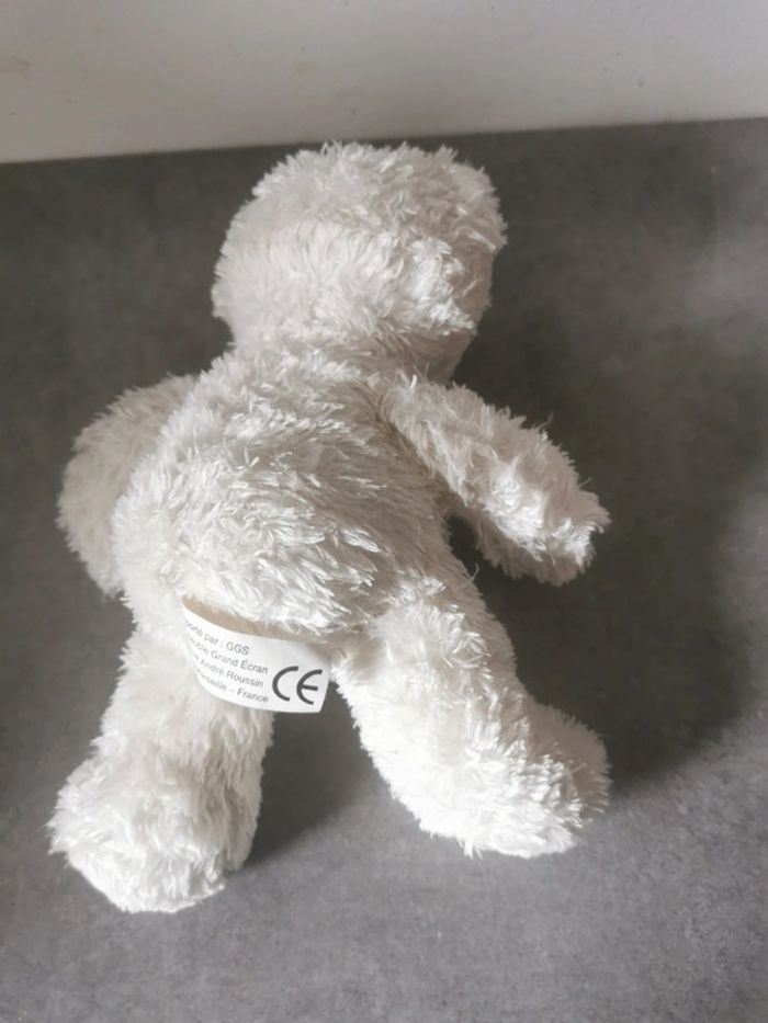 Peluche doudou ours nounours blanc pull khimo beige - photo numéro 4