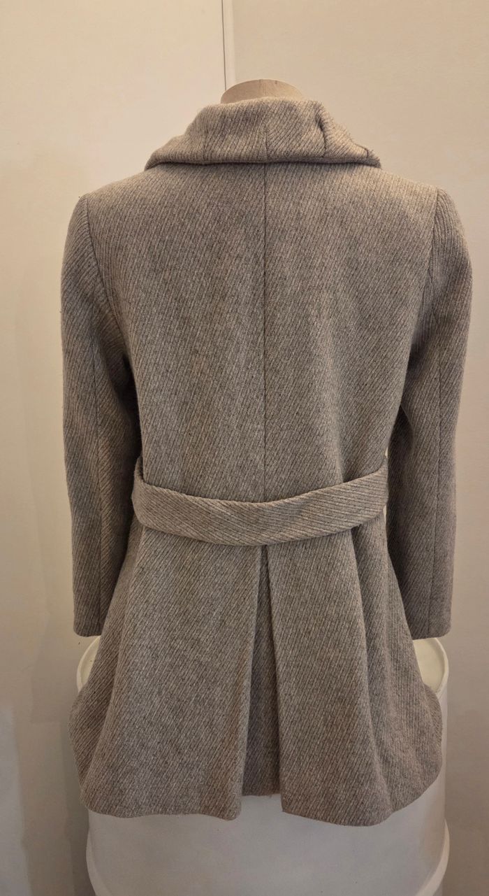 Manteau Nine West gris clair en laine – coupe évasée chic & col Claudine, taille 36/38 - photo numéro 4