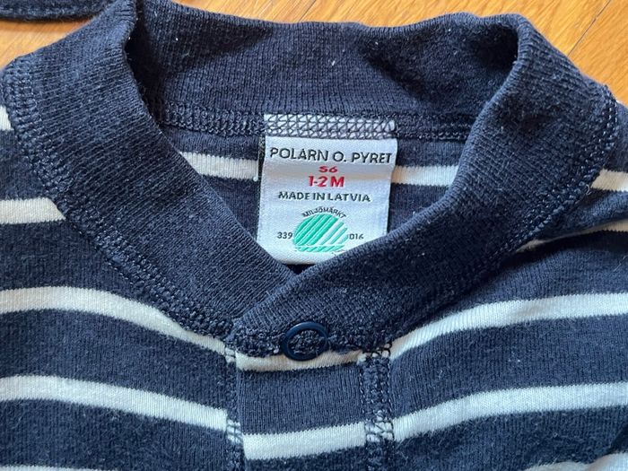 Ensemble bébé 1-2 mois pyjama bonnet marinière - photo numéro 2