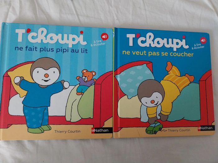Lot de 2 livres t'choupi : t'choupi ne fait plus pipi au lit et ne veux pas se coucher
