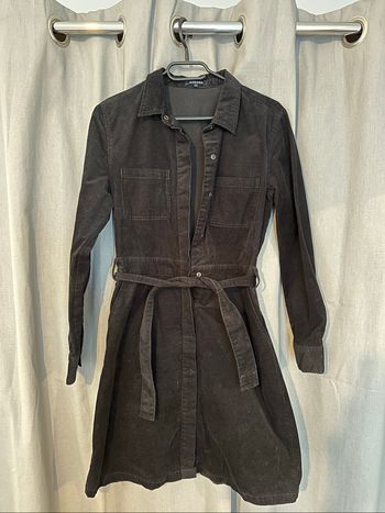 Robe chemise noire velours côtelés