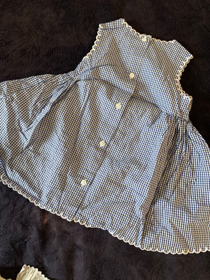 Robe carreaux blanc bleu cyrillus 3 mois