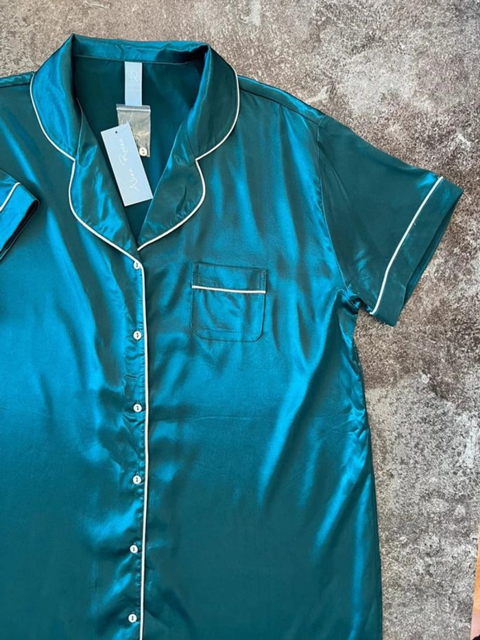 Pyjama nuisette bleu femme Alcea Rosea taille XL Nightdress Camicia notte donna Nachthemd Damen - photo numéro 2