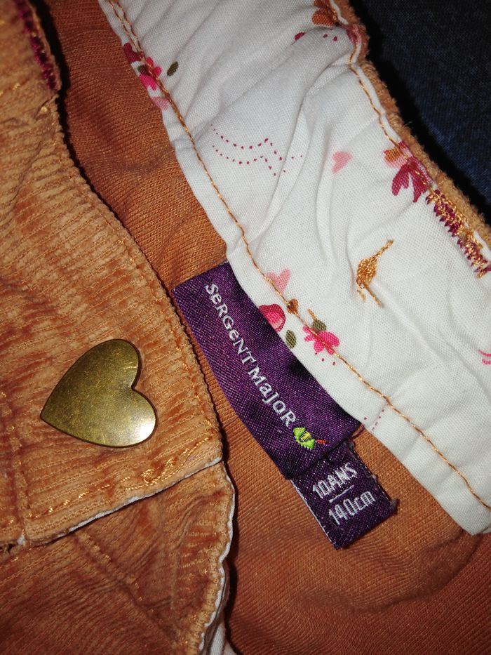 Pantalon "petite fille" velours, camel, 10 ans, Sergent Major