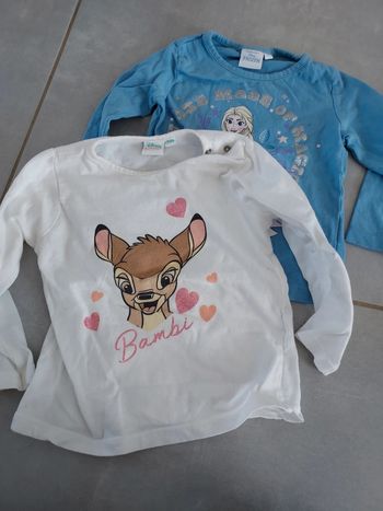 Lot 2 tee-shirts manches longues Disney