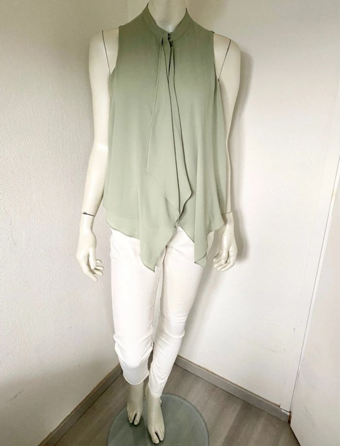 Blouse fluide asymétrique – Mango – Vert sauge – Taille S – Excellent état