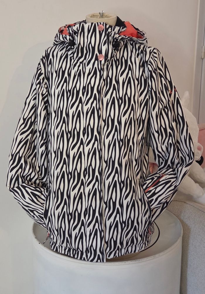 ROXY – Veste de Ski Zébrée Noir & Blanc – 10K Waterproof – Taille M – Excellent État - photo numéro 3