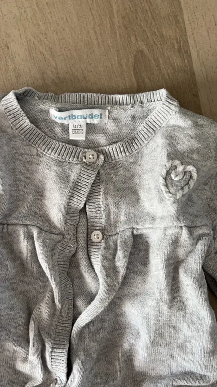 Gilet fin 12 mois gris - photo numéro 2
