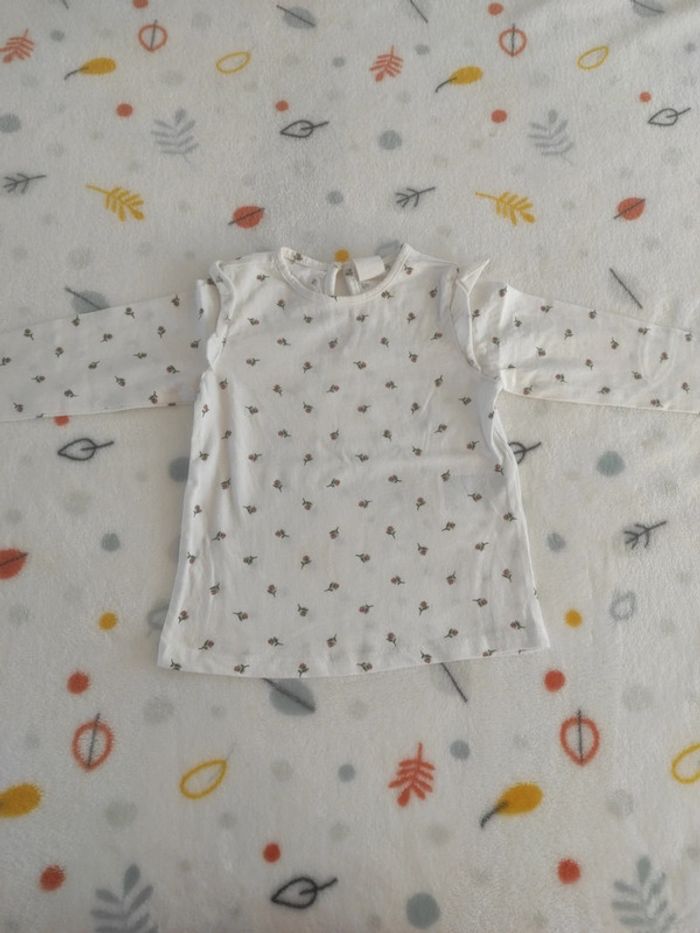 Tee-shirt manches longues fleuri 6-9m