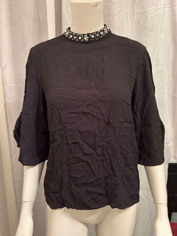 Blouse noire avec perles H&M M 38