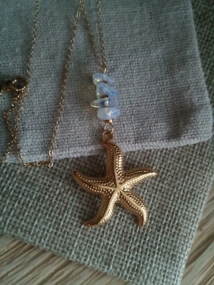 Collier étoile de mer et pierres opaline - photo numéro 2