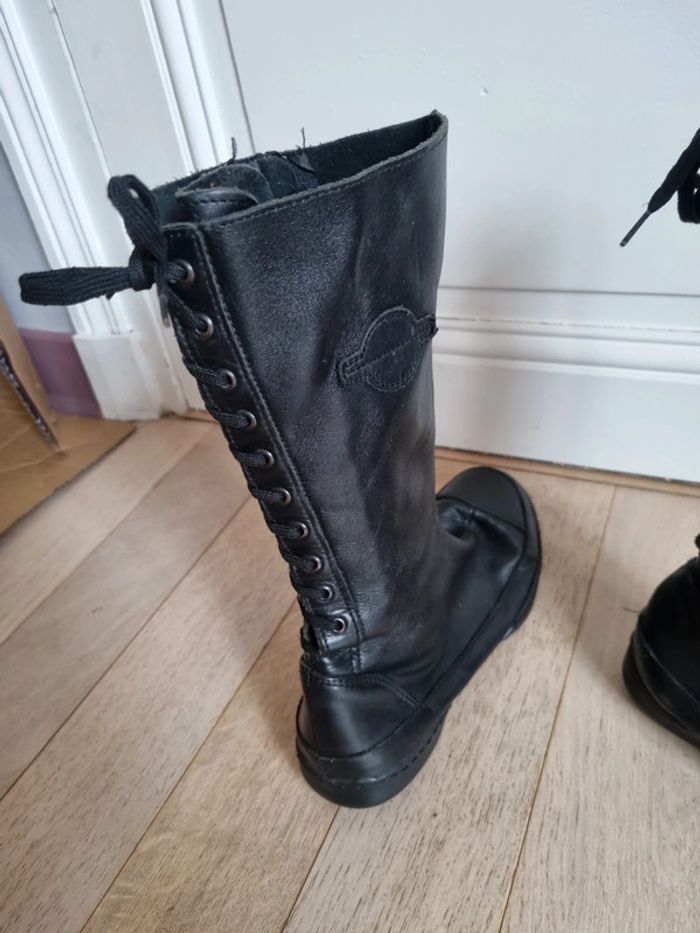 Bottine texte cuir 37 noir - photo numéro 4