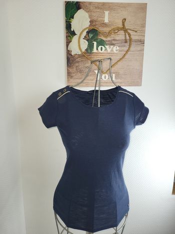 Tee-shirt bleu marine détails dorés-bonobo-taille36