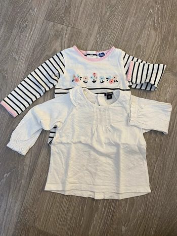 Lot de 2 t-shirts manches longues fille 12 mois