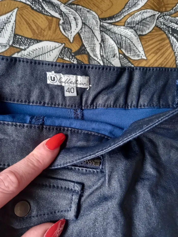 Jupe cuir bleu marine - photo numéro 4